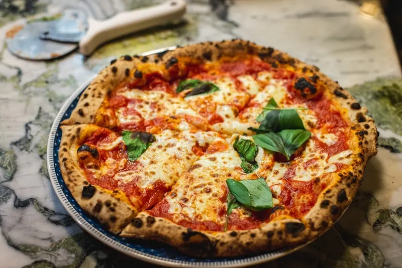 Classic Margherita pizza with fresh basil